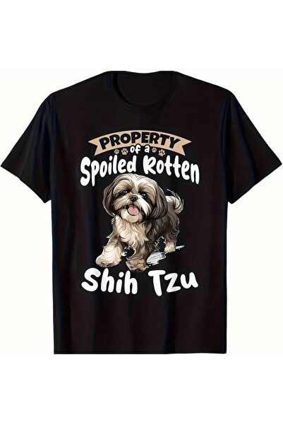 STITCHLY تي شيرت بطباعة "Lover S Delight Property of a Spoiled Rotten Shih Tz...