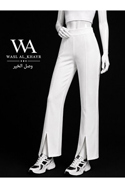 WASL ALKHAIR Women's High Waist Wide Leg Pants with Front Slit - Available in...