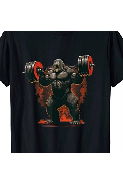 23 nisan تي شيرت رجالي بأكمام قصيرة مطبوع عليه Gorilla Lifting Barbell، ملابس...