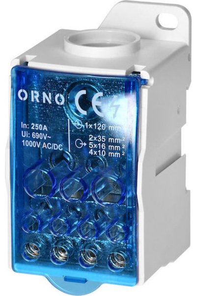 Orno Bloc de distribuție 250A, Terminal de intrare 1x120mm, Terminale de ieși...