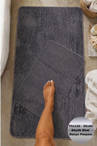 AVANTAJ Nova Antrasit Kaymaz Taban 70x120 50x60 Makinede Yıkanabilir Yumuşak ...