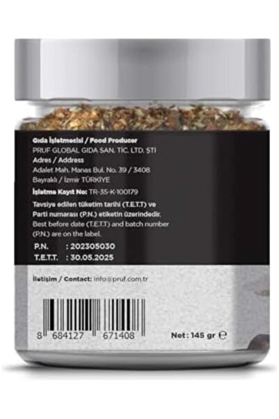 Yıldızan Pucutun Trade Pruf Pizza Pasta Seasoning 145 Gr. Healthy Glass Jar P...