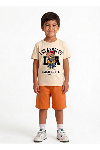 LİTTLE TORTOİSE Boy's Los Angeles Printed Shorts Set