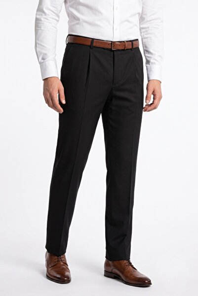 KAMER Men's Pleated Classic Fabric Trousers 1166P Bgl-St05613
