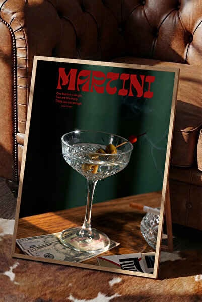 hello solaris Martini Kokteyl Poster Premium Ahşap Çerçeveli Tablo - Lüks Duv...