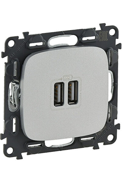Legrand Valena Allure Priză de perete cu 2 porturi USB, Aluminiu