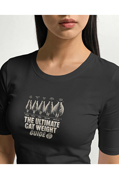 buzagi Cat Weight Guide Regular Unisex Black T-Shirt