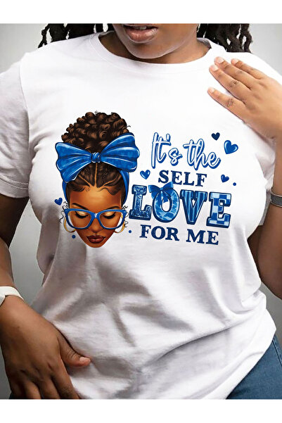 23 nisan تي شيرت نسائي أسود بطبعة "It's the Self Love Me" ورسوم كرتونية - قمي...