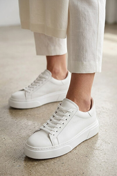 SOLMAZ Tmmy White Genuine Leather Sneaker Shoes