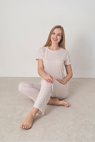 MİSSLALE Patterned Single Jersey Women's Short-Sleeve Pajama Set