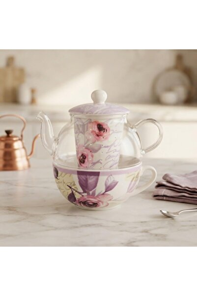 Generic European Floral Tea Set, Rose Pattern Bone China Tea Set Service Coff...