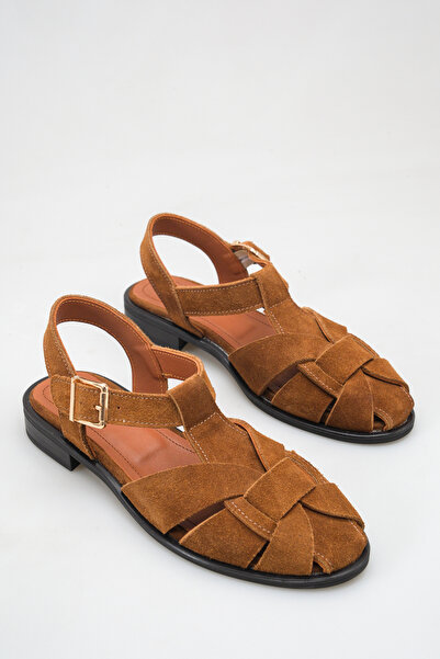 Ayakkabı Delisiyim Tan Genuine Suede Women's Sandals Shoes Orthopedic Sole Co...