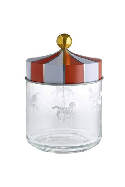 Alessi Βάζο Αποθήκευσης Circus MW30/75 750ml Γυάλινο Με Καπάκι Λευκό-Κόκκινο