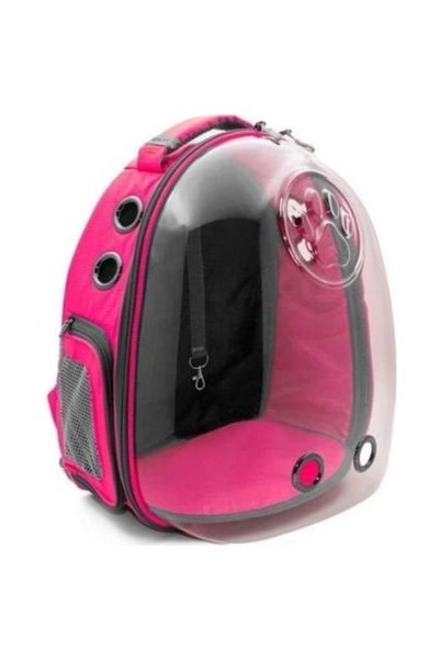 cattie Transparent Cat and Small Breed Dog Carrier Backpack Pink 25X30X40 cm