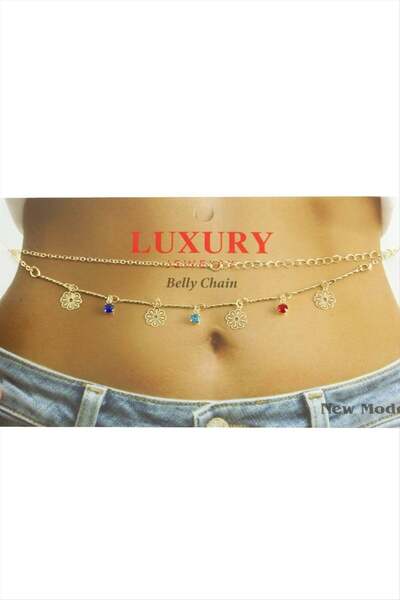 Marsilyan Flower Stone Waist Belly Chain Ilkel-Bjt940