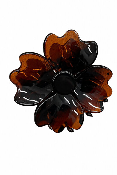 Jack Ferrero Stylish Floral Patterned Brown Tortoise Hair Clip with Latch Cla...