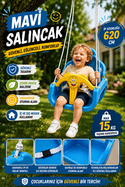 hak-iş oyuncak Mavi Emniyet Kemerli Çocuk Salıncağı | İç & Dış Mekan Kullanım...