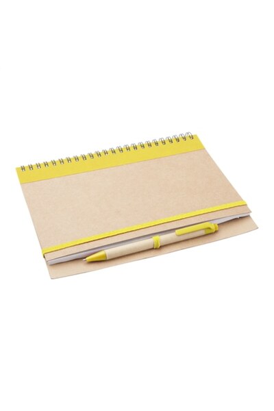 Anda Present Blocnotes A5 galben cu spirala 60 file albe, hartie reciclata, p...