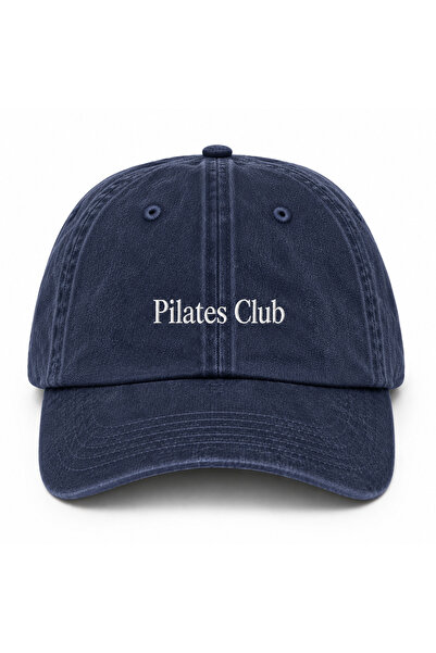 WeavedCo Pilates Club White Embroidered Hat, Pilates Club Vintage Washed Base...