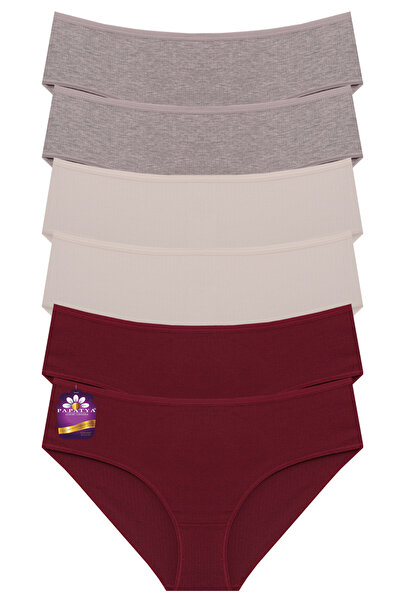 papatya lingerie Cotton Ribbed Basic Slip Panties 6 Pack Size 40-42 Pw-1025-6...
