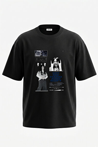 Anetos Billie Eilish_94 Design Printed Unisex Oversize Black Tshirt