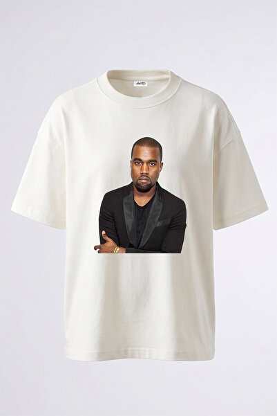Anetos Kanye West_48 Design Printed Unisex Oversize Fit White Tshirt