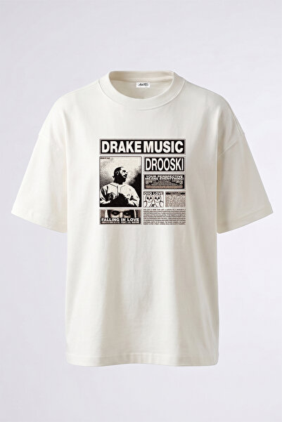 Anetos Drake Music Design Printed Unisex Oversize White Tshirt