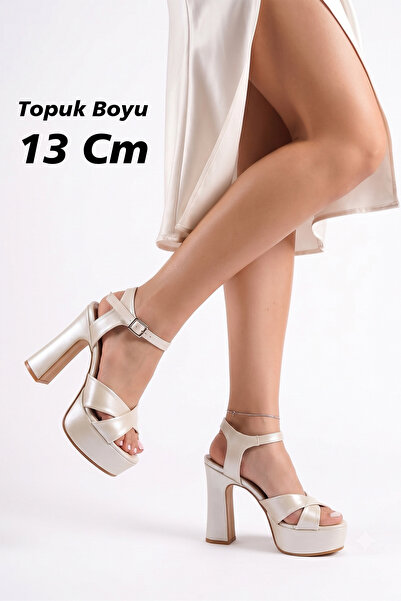 TrendyAnka Pantofi de mireasă cu platformă de 13 cm pentru femei, cu toc gros...