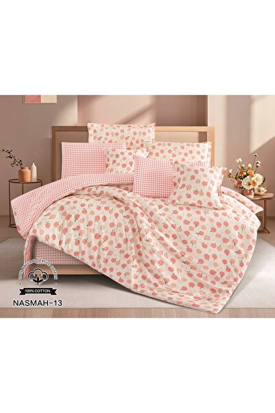 REDROSE COLOR 100% Cotton Summer Double Bedspread - Nefren 8 Pieces - Natural...