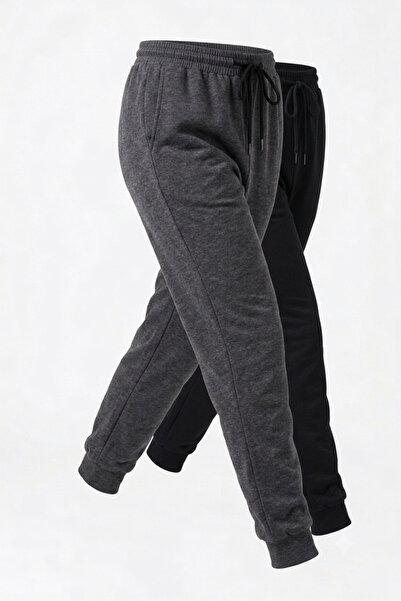 SAAT TEKSTİL Women's 2-Piece Economical Pack Elastic Leg Pockets Sweatpants B...