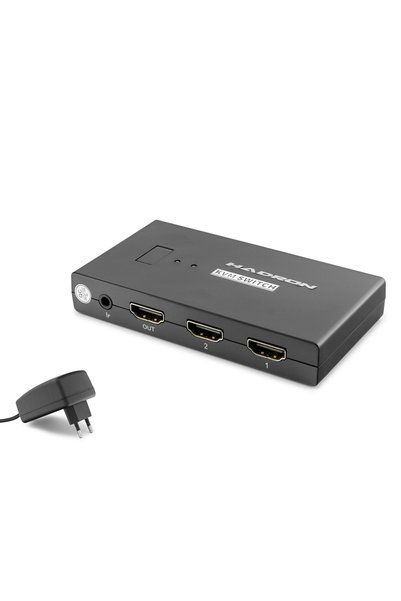 Skygo Hdmı Kvm Switch 2 Usb Hub 2 Console Harici Butonlu Kvm Kablo Setli 2 Hdmı Port Siyah HDX1373