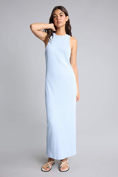 DeFacto Bodycon Body-Hugging Halter Neck Ribbed Sleeveless Dress H7119Ax26Sm