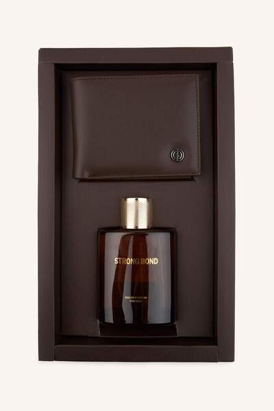 DeFacto Men's Faux Leather Wallet Perfume Set I4098Axns