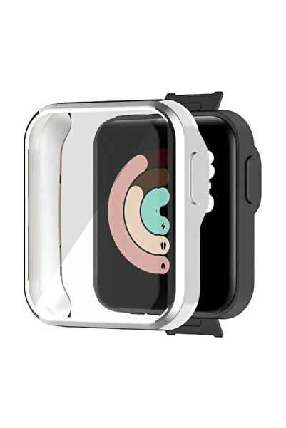 OEM Θήκη σιλικόνης με γυαλί σε ασημί χρώμα για Mi Watch Lite