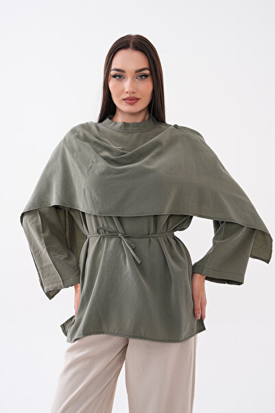 Mega Life Heavyweight Woven Tunic with Shoulder Capes and Hakim Collar