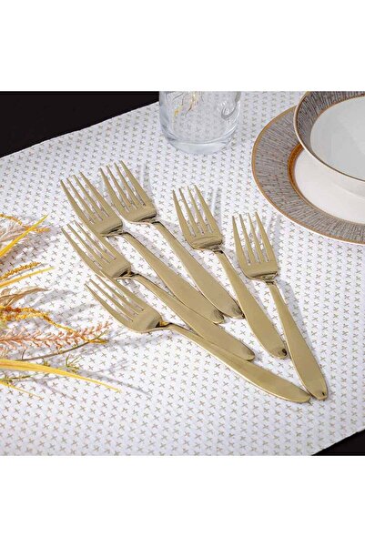 Danube Home Pvd Lotus 6-Piece Dinner Fork Gold 18.6 X 2.8CM