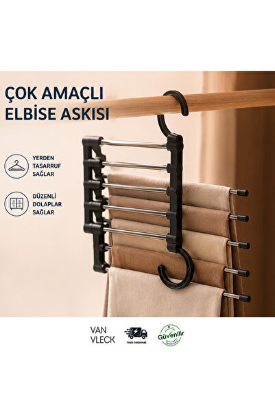 VAN VLECK Çok Amaçlı Elbise Askısı – Yer Tasarruflu Kıyafet, Gömlek, Pantolon...