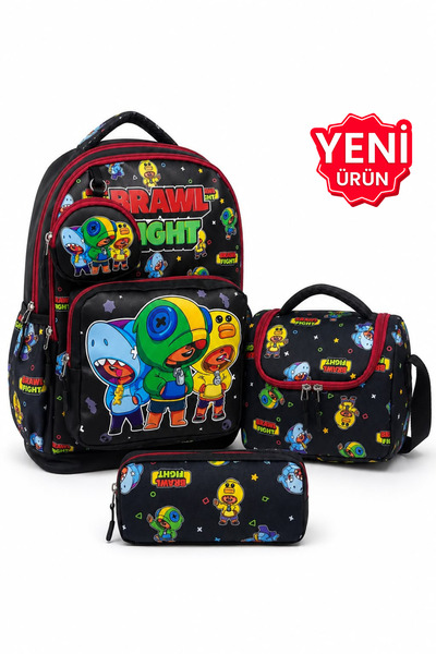 Çantaland Set of 4, Boy's Patterned Primary School School Bag + Lunch Box + P...