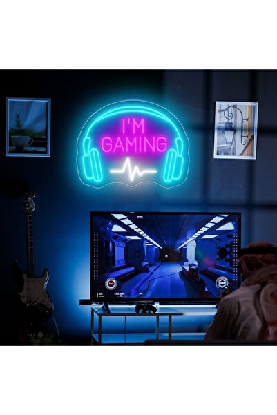 Slasa I'm Gaming Custom LED Neon Sign with 6mm Acrylic Base, Gamer Room Wall ...
