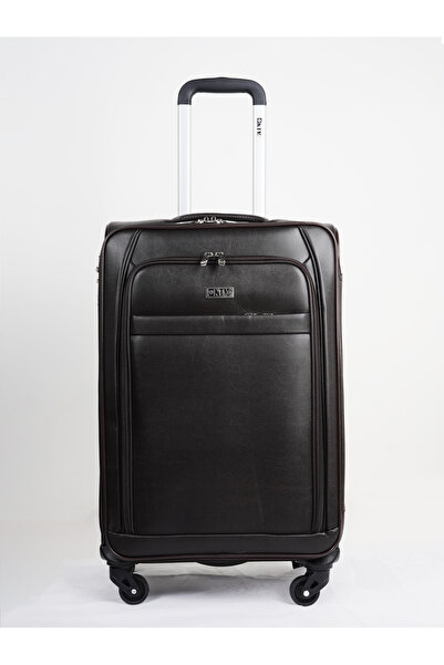 KTMC Small Leather Luggage Lightweight Trolley Bag with 4 Spinner Wheels and ...