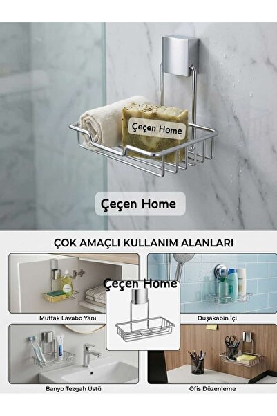 ÇEÇEN HOME Luxury Chrome Solid Soap Holder Shampoo Dispenser Bathroom Organiz...