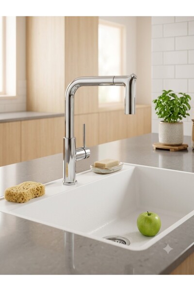 CYH Banyo Natural Narvi Chrome Spiral Sink Faucet (B-022)