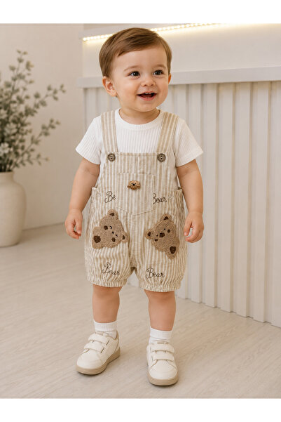 ues Baby Boy Teddy Bear Patterned Linen Slopet