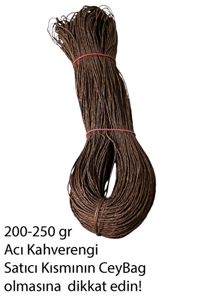 CEYBAG Kağıt İp , Supla ipi, Çanta ipi, Şapka ipi - Acı Kahverengi (200-250 g...