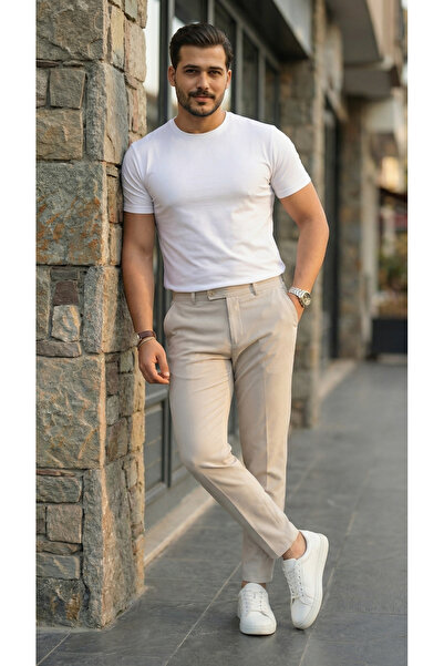 modi Men's Slim Fit Tongue Fabric Trousers