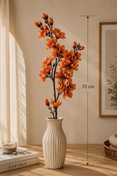 NEWNOW Beyaz Manolya Dalı – Dekoratif Çiçek Dalı Ev ve Ofis Dekoru 70 CM Manolya