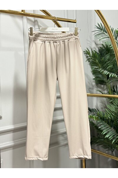 HEAWENİST Hwn6263 Leather Carrot Trousers Stone