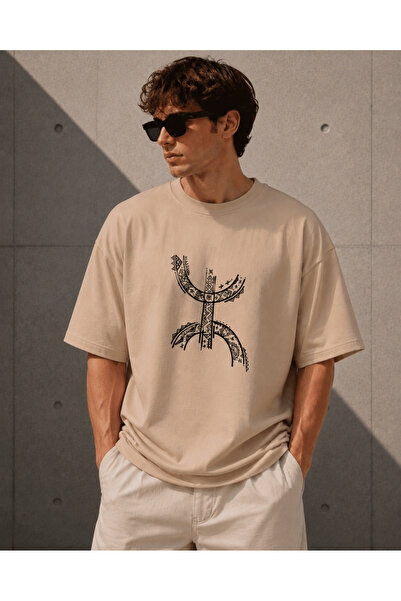 Nulivez Amazigh (Berber) Symbol Printed Oversize Unisex T-Shirt – Minimal Eth...
