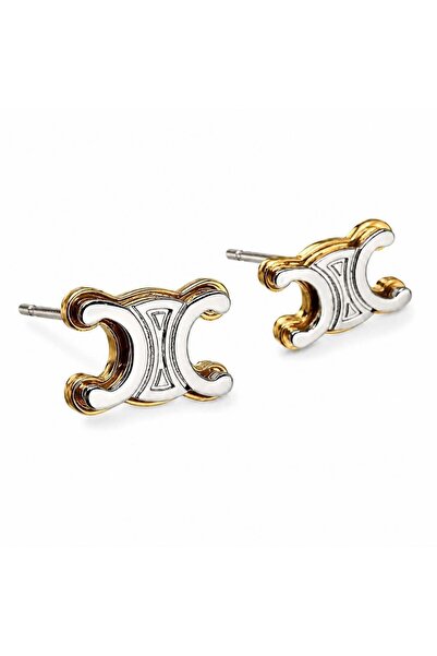 neslyaccessories أقراط بشعار مزدوج اللون