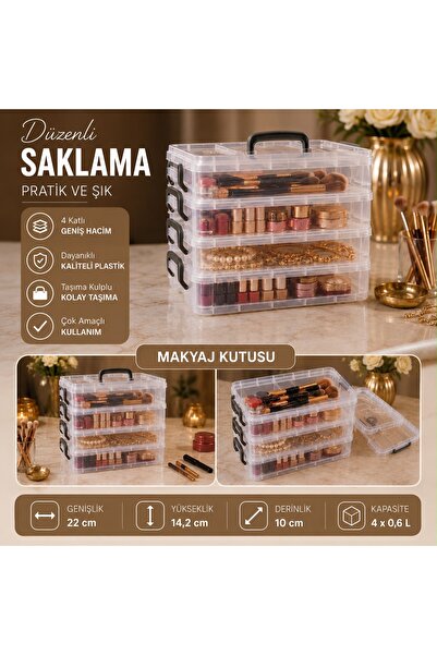 OLİAHOME Olia Home 4 Katlı Çok Amaçlı Organizer Kutu 4x0,6 L (Toplam 2,4 L) K...